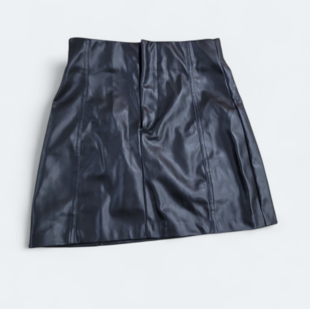 Zara Black Faux Leather High Waist Skirt Size Small